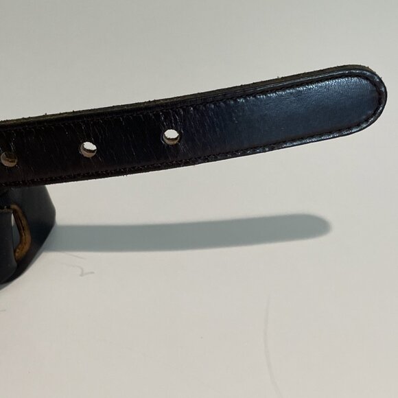 Vintage 80s RITZ Loop Link Belt Women's Medium Dark Brown Leather Covered Buckle - Picture 4 of 11